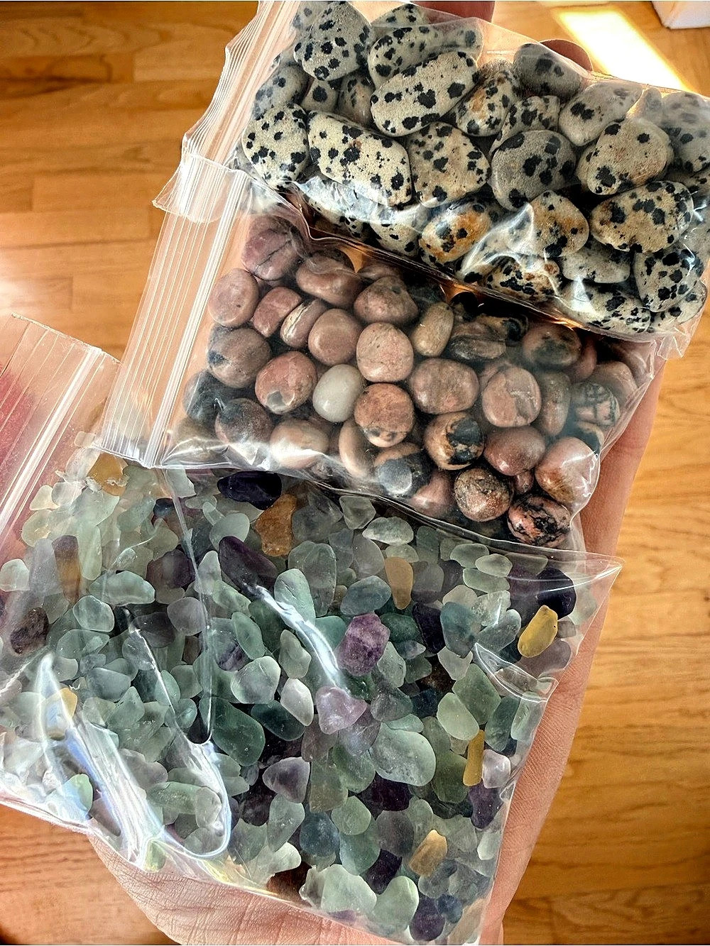 Polished Stone Assortment in Green & Pink